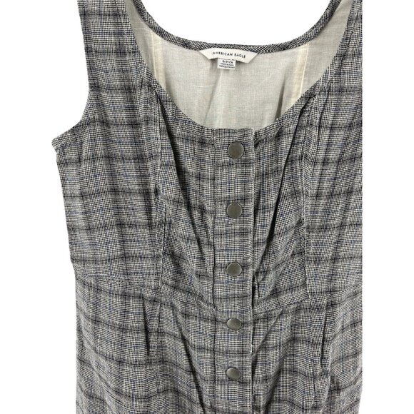American Eagle Women's Gray Plaid Sleeveless Snap Front Dress Size Small - Picture 3 of 15